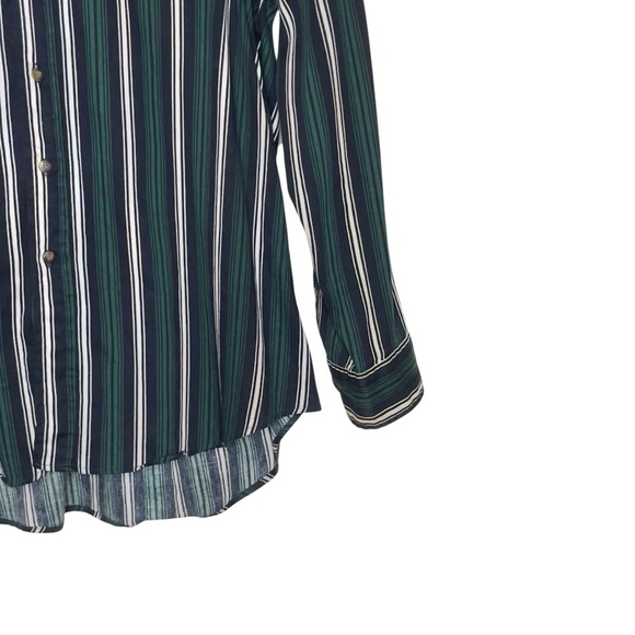 VTG Salmon River Traders Stripe Long Sleeve Collared Shirt Size Green Striped - Picture 4 of 8
